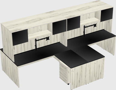 Quad l-shaped office desks