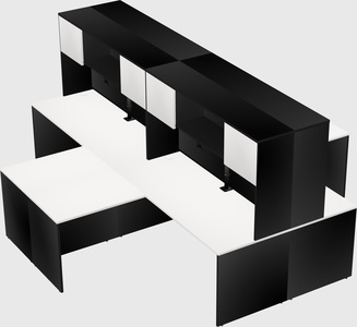 Quad l-shaped office desks
