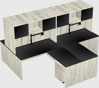 Quad l-shaped office desks