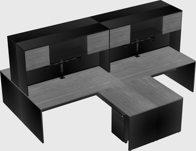 Quad l-shaped office desks