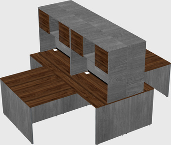 Quad l-shaped office desks