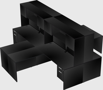 Quad l-shaped office desks