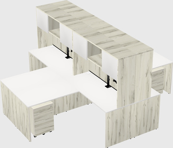 Quad l-shaped office desks