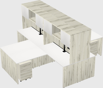Quad l-shaped office desks