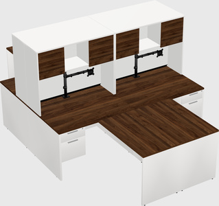 Quad l-shaped office desks