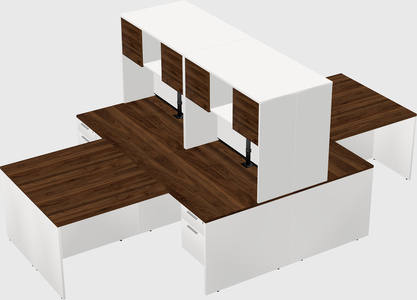 Quad l-shaped office desks
