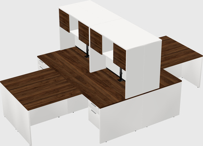 Quad l-shaped office desks