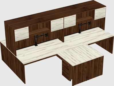 Quad l-shaped office desks