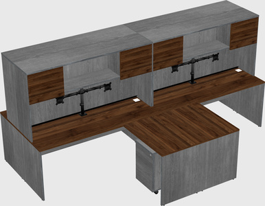 Quad l-shaped office desks