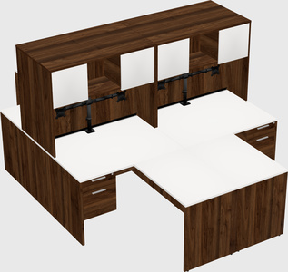 Quad l-shaped office desks