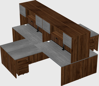 Quad l-shaped office desks