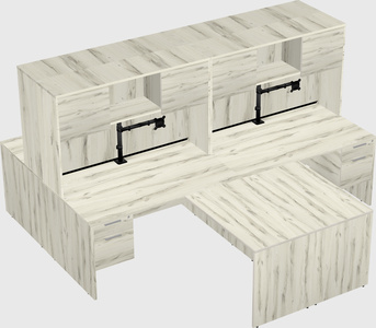 Quad l-shaped office desks