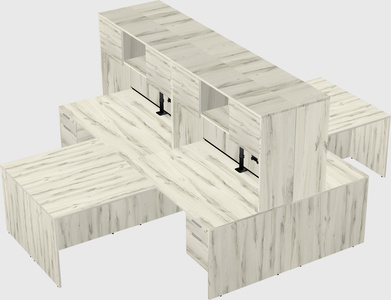 Quad l-shaped office desks