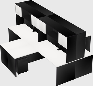 Quad l-shaped office desks