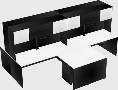 Quad l-shaped office desks