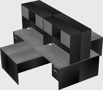 Quad l-shaped office desks