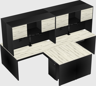Quad l-shaped office desks