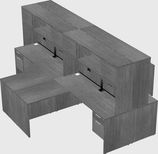 Quad l-shaped office desks