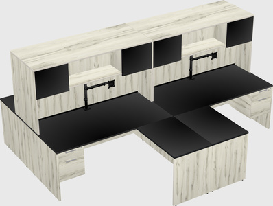 Quad l-shaped office desks