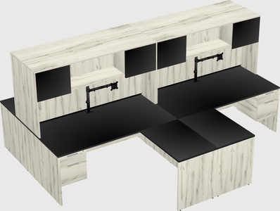 Quad l-shaped office desks