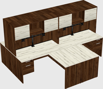 Quad l-shaped office desks