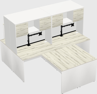 Quad l-shaped office desks