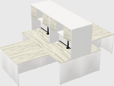 Quad l-shaped office desks