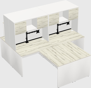 Quad l-shaped office desks