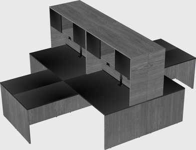 Quad l-shaped office desks
