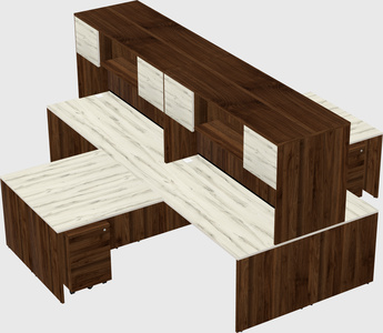 Quad l-shaped office desks