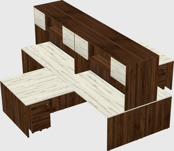Quad l-shaped office desks