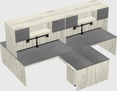 Quad l-shaped office desks
