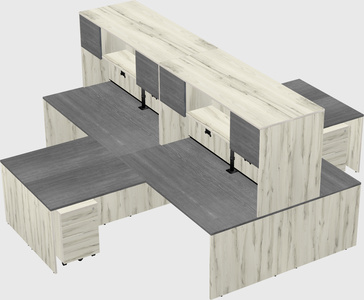 Quad l-shaped office desks