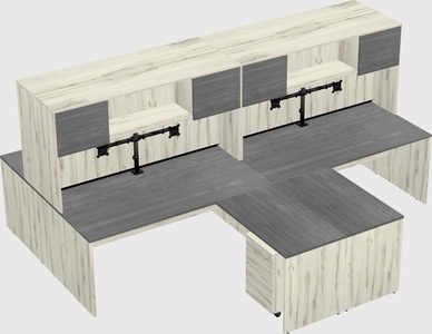 Quad l-shaped office desks