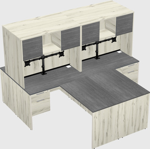 Quad l-shaped office desks