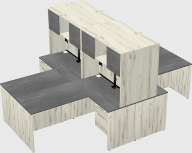 Quad l-shaped office desks