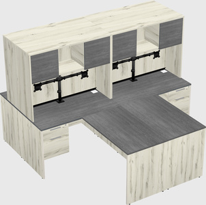 Quad l-shaped office desks
