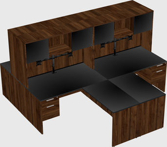 Quad l-shaped office desks