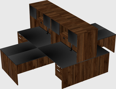 Quad l-shaped office desks