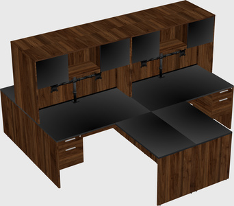 Quad l-shaped office desks