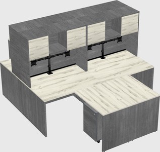 Quad l-shaped office desks