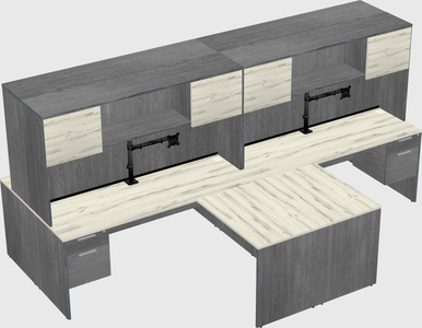 Quad l-shaped office desks