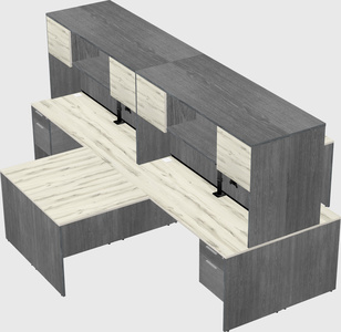 Quad l-shaped office desks