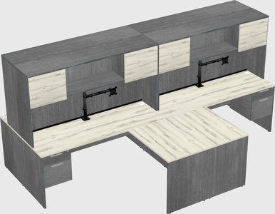 Quad l-shaped office desks