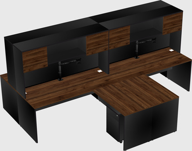Quad l-shaped office desks