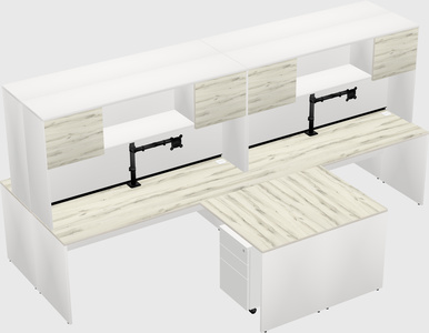 Quad l-shaped office desks