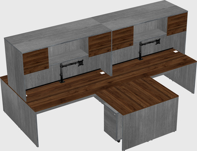 Quad l-shaped office desks
