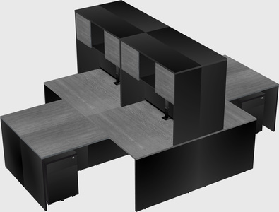 Quad l-shaped office desks