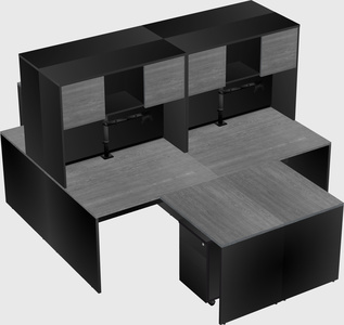 Quad l-shaped office desks