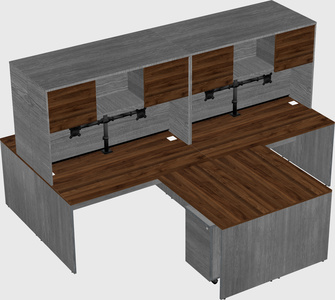 Quad l-shaped office desks